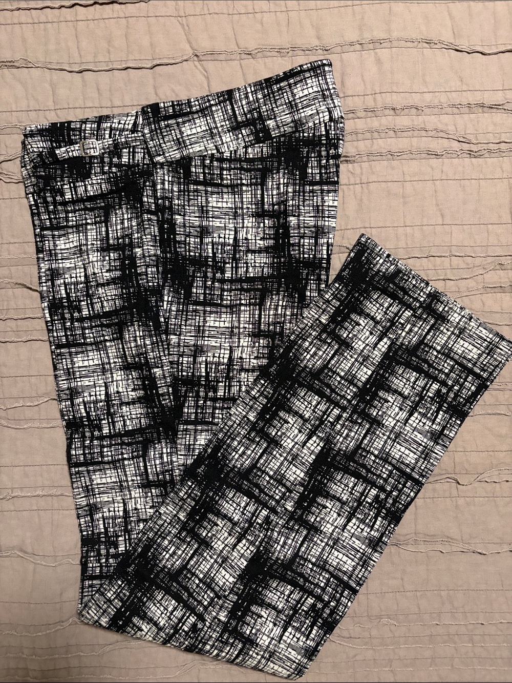 Soho Apparel Black & White Crosshatch Straight Leg Pants